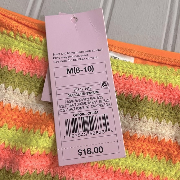 Wild Fable Extra Cheeky High Leg Crochet‎ Bikini Bottom Womens Medium Orange NWT - Picture 3 of 8